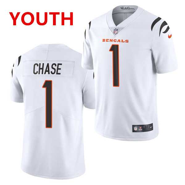 Youth Cincinnati Bengals #1 JaMarr Chase Limited White Vapor Jersey->->Youth Jersey